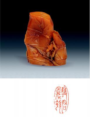 田黄竹节秋虫浮雕章