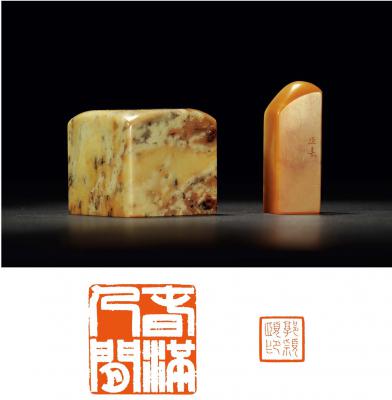 陈巨来、钱君匋刻寿山、青田石马公愚等自用印二方